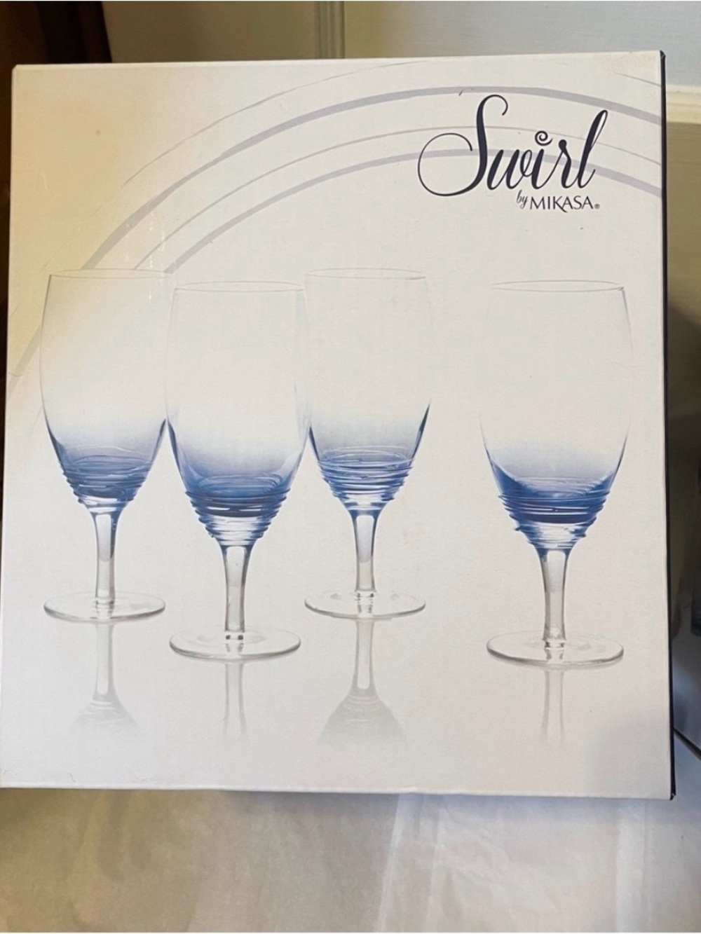 Mikasa Swirl Blue Ombre Wine Goblets - Set of 4